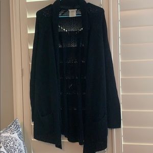 Black open sweater